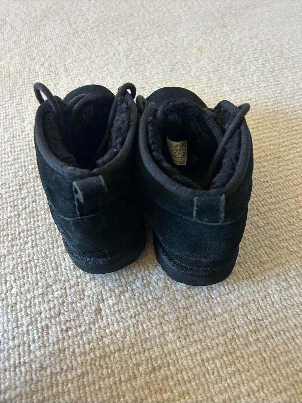 UGG Kids Black Suede Lace-Up Ankle Boots